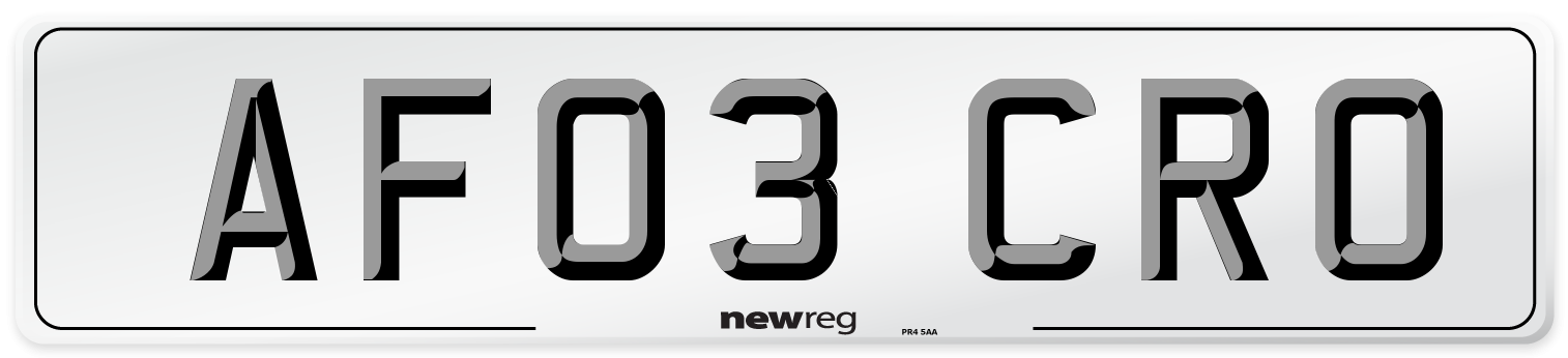 AF03 CRO Number Plate from New Reg